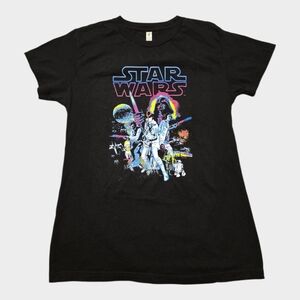 Star Wars Neon Collage T-Shirt Men's Large Black S-Sleeve Graphics "A New Hope"